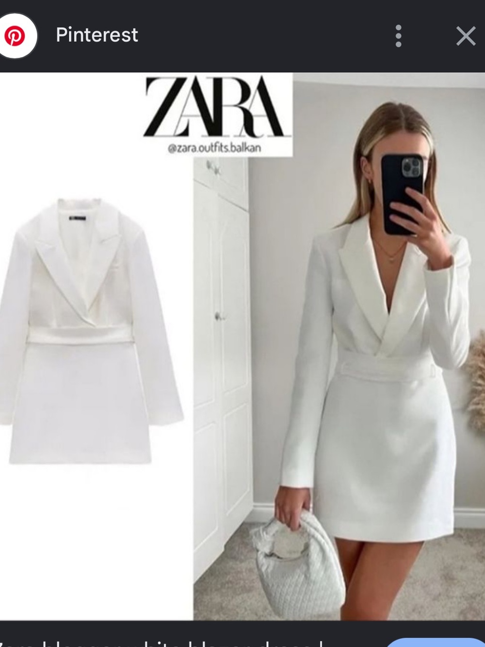 Zara White Women's Tailored Belted Blazer Dress - Picture 2 of 8